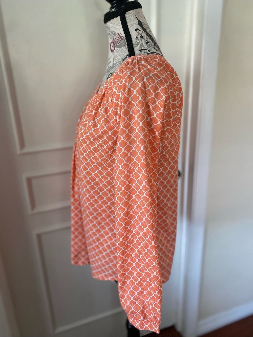 Boden US 6 100% Cotton Coral Geometric Print Blouse - Picture 4 of 9